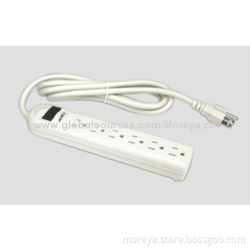 American Power Strip with 6 Socket Outlets, Extension Cord, Overload Protection